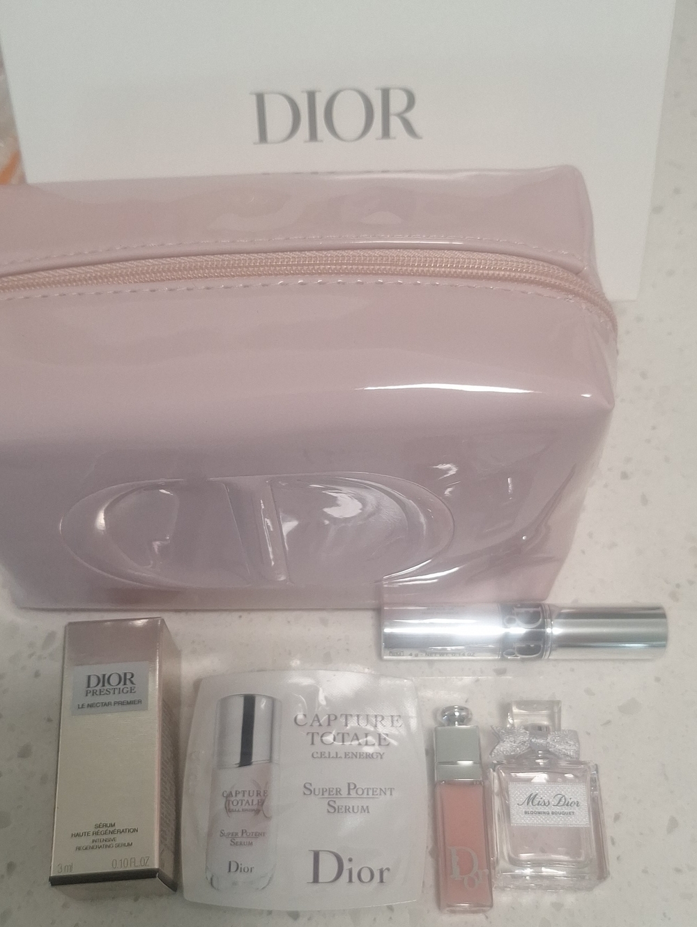Dior Pink Glossy Cosmetic Pouch Bundle